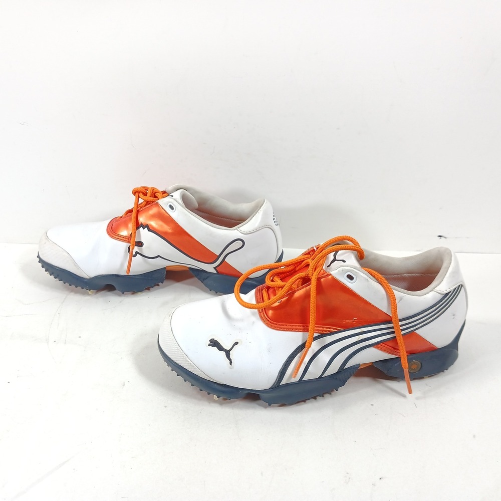 Puma ArchTec Golf Shoes White Orange Navy Blue SmartQuill Spiked 185320-01 US 7 - Picture 4 of 11
